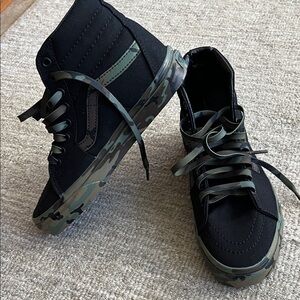 Kids Black and Green High-Top Sneakers